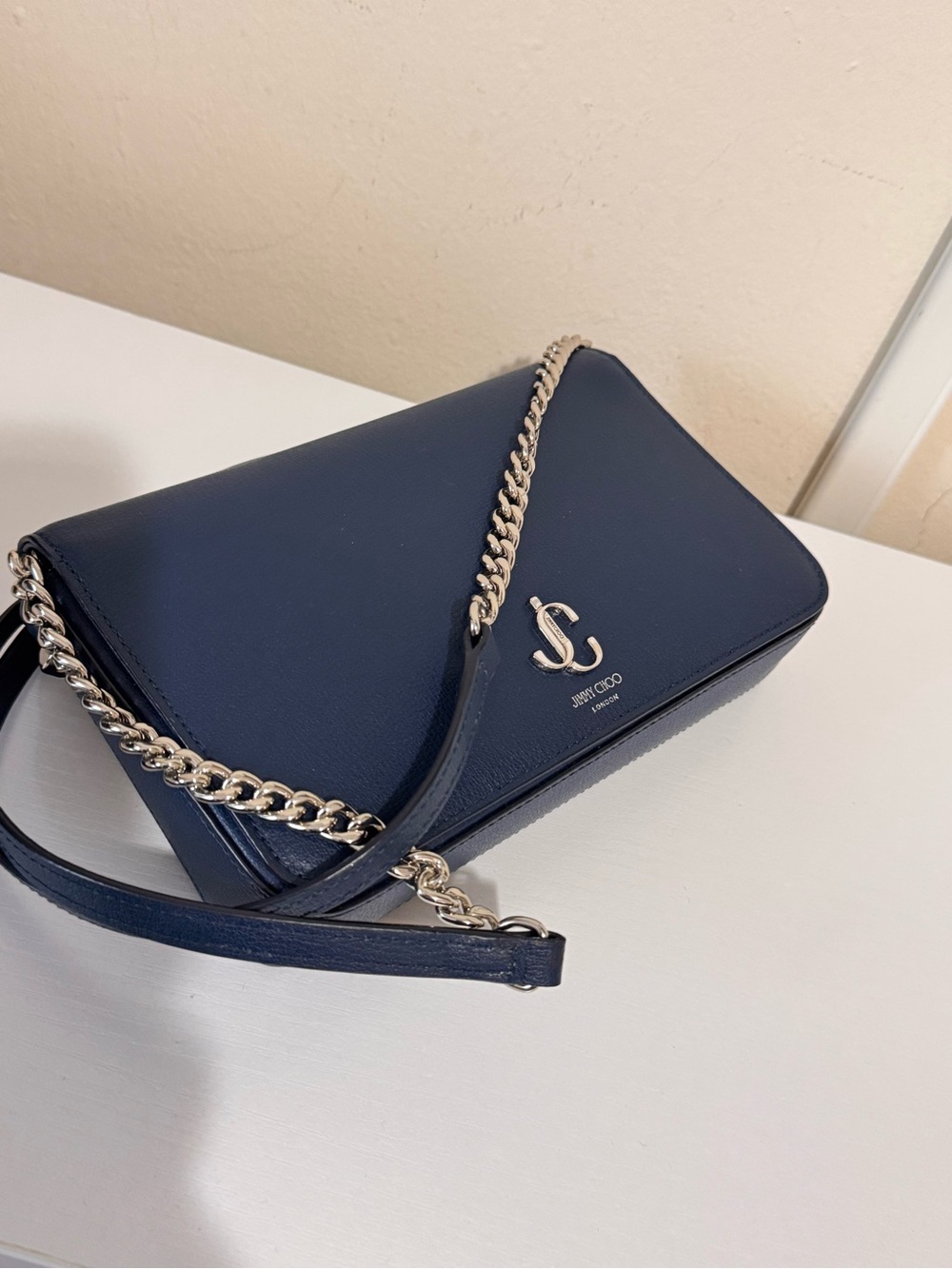 Jimmy Choo JC Wallet on Chain Leather Embossed Bag